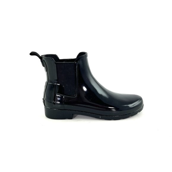 New Hunter Black Rubber Ankle Rain Boots 38 7 - Picture 1 of 11